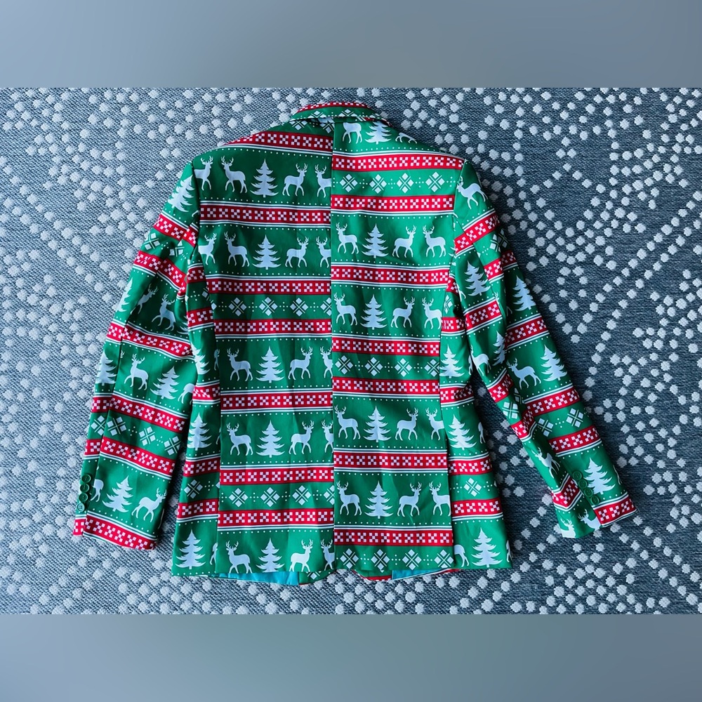 Christmas Holiday  Mens Suit Medium 38 40 Coat Jacket Pants Red Green Blazer - Picture 3 of 12